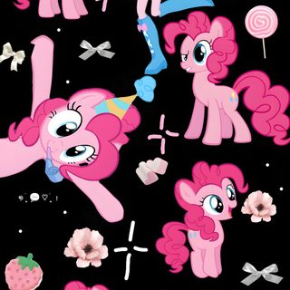 the pinkie pony is surrounded by other ponies and candy canes on a black background Pinkie Pie Halloween Lock Screen Lock Screen Pinkie Pie Iphone, Pinkies, My Little Pony Christmas Background, black