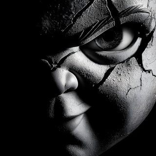 a black and white photo of a person wearing a mask with cracked paint on it's face Halloween Chucky Horror Photos, Rib Tattoos For Guys, Chucky Doll, Creepy Pictures, Creepy Horror, black