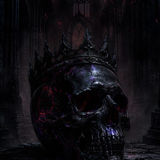 a skull with a crown on it's head sitting in front of a red light Halloween Skull 4k Phone, black