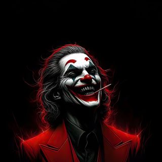 the joker with his face painted red and black, in front of a dark background Juvea Halloween 4k Villain 4k, Koli, Devil Joker, Joker 4k, Joker Dark, Joker 2026, black