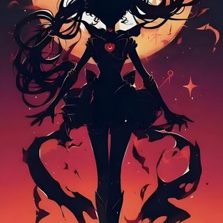 a woman with long hair standing in front of a full moon Sailor Moon Halloween Evil Sailor Moon, Black Sailor Moon, Sailor Moon Halloween, Dark Sailor Moon, brown