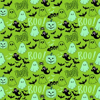 a green halloween background with black and white ghost, pumpkins and bats on it Cute Green Halloween Cute Green Halloween, Aesthetic Green Halloween Background, Dark Green Halloween,