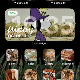 an iphone screen showing the theme for cartoon network's halloween episode, which is currently on Ios 16 Aesthetic Halloween Halloween Home Screen Aesthetic, Halloween Homescreen Aesthetic, Halloween Phone Theme Ideas, dark slate gray