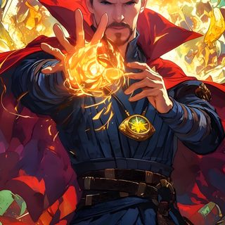 a man in a red cape and blue shirt with his hands on his chest, surrounded by flames Marvel Halloween Iphone Doctor Strange Marvel Art, Dr Strange Hd, Doctor Strange Sticker, dark slate gray