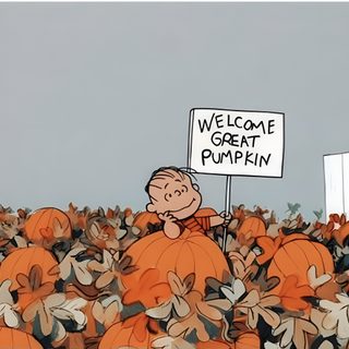 there is a sign that says welcome to great pumpkins in the middle of a field Charlie Brown Halloween Laptop Fall Computer Backgrounds, Inspiration, Fall Background, dark gray