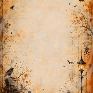 a grungy halloween background with pumpkins, lanterns and a crow on it Rustic Halloween Halloween, burlywood