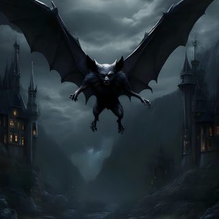 a large bat flying over a river in front of a castle with a full moon Halloween Flying Monster Flying Vampires, Scary Bats At Night, Vampires Flying, dark slate gray