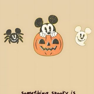 mickey and minnie mouse pumpkins with the words, something spooky is around the corner Disneyland Halloween Aesthetic Halloween Disney, Halloween Disney Aesthetic, Disney Halloween Aesthetic, wheat