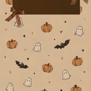 a halloween background with pumpkins and ghostes Cute Brown Halloween tan
