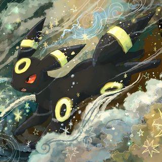 a painting of a black cat floating in the sky Umbreon Halloween 1920x1080 Umbreon Banner, Cosmic Umbreon, Dark Jolteon, Pokemon Eevee Dark, dim gray