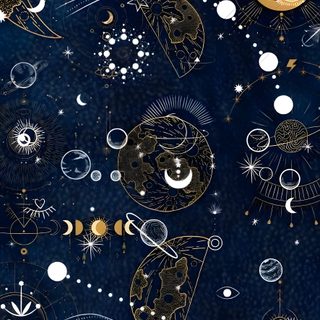 an image of a blue background with gold and white designs on it's surface Hand Drawn Halloween Constellation Navy Celestial Lockscreen, Celestial Pattern, Celestial Phone, black