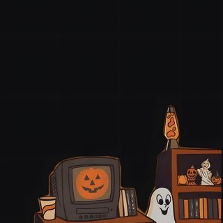a halloween scene with pumpkins and a tv 90s Halloween Phone Fall Halloween Iphone, Fall Themed, Halloween Cozy Vibes, Halloween Iphone Vintage, black