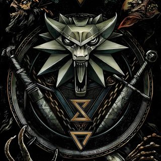 the legend of zelda's emblem is shown in this image, and it appears to be painted on black paper Witcher Halloween Witcher Game, Hd Witcher Logo, Witcher Logo, The Witcher Mobile, Witcher 3 Phone, black