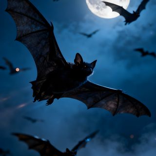 bats flying in the night sky with a full moon behind them Halloween Bat Iphone Bat Images, Bat Photo, Bats Flying, Bats Flying In The Night, midnight blue