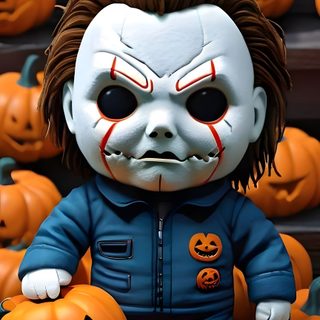 a creepy doll sitting in front of pumpkins Halloween Iphone For Boys Halloween Horror Iphone, Halloween Horror, Horror Halloween, saddle brown