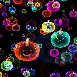 an animated halloween scene with pumpkins and bubbles Spooky Neon Halloween Happy Halloween Gif, Halloween Live, Motion, Halloween Cute, October Halloween, black