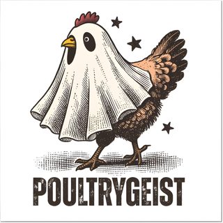 a chicken with a cape on it's head and the words poultrygeist Halloween Chicken Art Drawings, Chicken Art, Spooky Chicken Meme Funny, Halloween Chicken Drawing, white