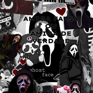 a person in a black hoodie holding a pink teddy bear and surrounded by stickers Cute Halloween Ghostface black