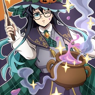 a woman in a witches costume holding a caulder and a pot filled with liquid Halloween Muichiro Muichiro Halloween, Demon Slayer Halloween Art, Demon Slayer Halloween, dim gray