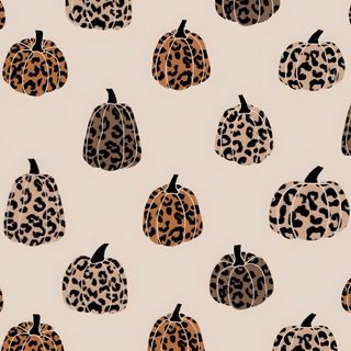 an animal print pumpkin pattern is shown on a white background with leopard spots and black dots Halloween Cheetah Print light gray