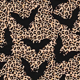 an animal print with birds on it and some black bats in the middle of them Halloween Leopard Print Animal Print Bat Theme, Halloween Leopard Print Design, Halloween Party Decor Ideas, dark slate gray