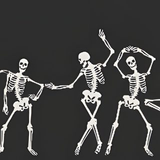 three skeletons dancing in the dark Halloween Skeleton Desktop Halloween Cover Photo Facebook, Halloween Cover Photos, Halloween, dark slate gray