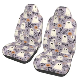 two car seats with ghost and flowers on them Cute Halloween For Car Seat antique white
