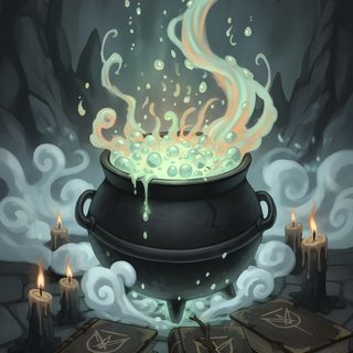 an illustration of a caulder filled with green liquid surrounded by books and candles Halloween Spooky Cauldron Snakes Potions Fantasy Cauldron, Halloween, dark slate gray