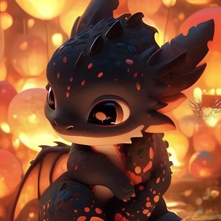 a little dragon sitting on the ground surrounded by lanterns Dragon Halloween Cute Dragon Toothless, Toothless Halloween, Baby Toothless, saddle brown