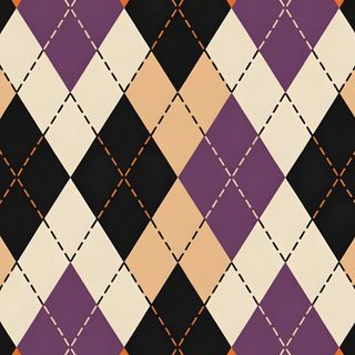 an orange, black and white checkered pattern with stitching in the middle is shown Halloween Argyle Halloween Argyle Pattern, Halloween Checkered, Halloween Patterns, sienna