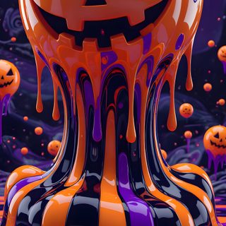 an orange and black jellyfish with a jack - o'- lantern on it Halloween Slime Hd Spooky Halloween Pictures, Iphone Macbook, Horizon Zero Dawn, Favorite Holiday, maroon
