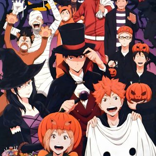 an image of a group of people in halloween costumes on a toilet paper roll cover Haikyuu Halloween Nishinoya Yuu, Manga Halloween, Film Anime, Haikyuu Karasuno, Volleyball Anime, sienna
