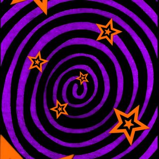 an orange and purple spiral with stars on it Halloween Purple And Orange Halloween Stars, Orange Spiral, 2000s Halloween, Orange And Purple Heart, black