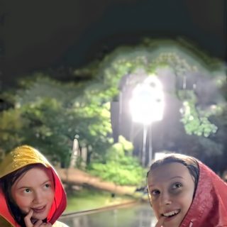 two women standing next to each other in front of a fountain at night with lights on Matching Stranger Things And Halloween Characters Stranger Things, Sadie Sink, Brown, dark slate gray
