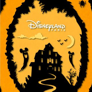the poster for disneyland's halloween movies is shown in black and yellow with an orange background Disneyland Halloween Aesthetic Disney October, Disneyland Halloween Logo, Disneyland Halloween, dark goldenrod