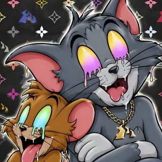 two cartoon characters hugging each other in front of colorful stars and crosses on a black background Max And Tommy Halloween Cartoon Characters, dark olive green