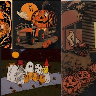 an image of halloween pictures with pumpkins Cute Aesthetic Halloween For Computer Laptop Halloween, Aesthetic Ipad Horizontal Halloween, Halloween Laptop Backgrounds, dark olive green