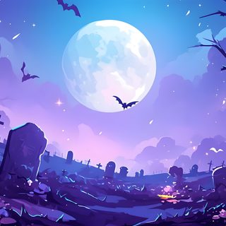 halloween scene with pumpkins and bats on the ground Wow Halloween Aesthetic Halloween Laptop, Pc Halloween, Halloween For Pc, slate blue