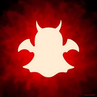 a red and white wallpaper with an image of a demon head on the side Halloween Snapchat Halloween App Icons Snapchat, Halloween App Icons Instagram, Snapchat App Icon Halloween, maroon