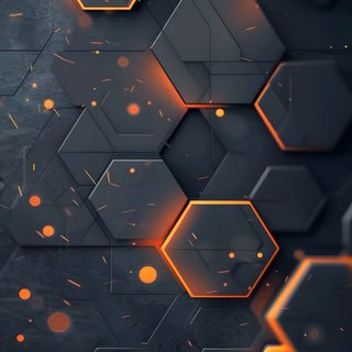 an orange and black background with hexagonal shapes Halloween Hexagon Iphone Repair, Pencil Sketch, Repair, dark slate gray