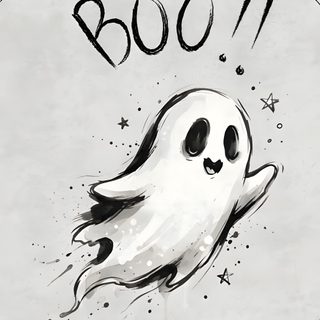 a drawing of a ghost with the words boo on it Halloween Iphone Ghost gainsboro