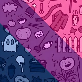 two different colored patterns with cartoon characters and trees in the middle one is blue, pink, and purple Lgbtq Halloween Halloween Bi Flag, Lgbtq Halloween, Bisexual, Bisexual Flag, 4 Images, Lgbt Art, dark magenta