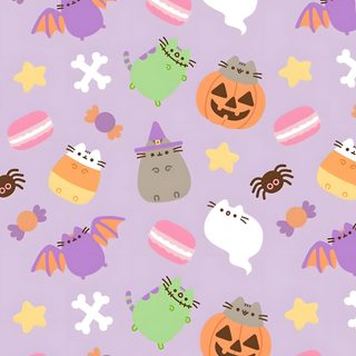 Cute Halloween Decor Inspiration, Cute Halloween Wallpaper, Halloween Phone Background Ideas, Halloween Pusheen Pattern, Purple Halloween Pattern, Adopt Me Halloween Wallpaper, Cute Halloween Phone Backgrounds, Cute Halloween Phone Wallpaper, Fall Wallpaper Purple Halloween Pastel Scary Cute Halloween Decor Inspiration, Cute Halloween, Halloween Phone Background Ideas, thistle