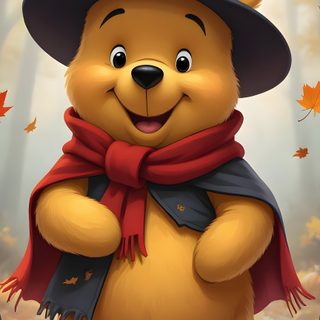 a cartoon bear wearing a witches hat and scarf with pumpkins in front of it Disney Halloween Winnie The Pooh Eeyore Images, Cute Screen Savers, Cake Pop Decorating, sienna