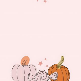 two pumpkins sitting next to each other on top of a pink background with stars Halloween Peach Pastel Halloween Phone, Pastel Pink Halloween Background, Aesthetic Cute Pink Pumpkin, linen