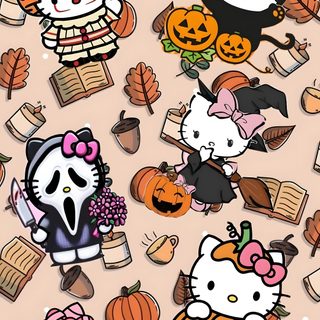 hello kitty halloween wallpaper with pumpkins and cats Iphone Cute Hello Kitty Halloween Hello Kitty Halloween, Halloween Iphone Backgrounds, Halloween Cute, light pink