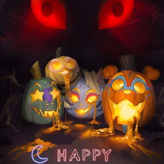 an animated halloween scene with pumpkins and scary eyes Halloween Fnaf Steel Wool Studios Fnaf, Halloween Sun And Moon Fnaf, Halloween Sundrop Fnaf, black