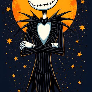 a skeleton in a tuxedo with stars around it's neck and arms Happy Halloween Jack Skellington Halloween Jack Skellington, Nightmare Before Christmas Jack, Jake Skellington, black