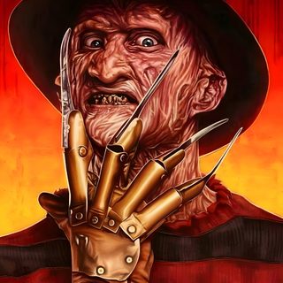 a painting of an old man wearing a hat and holding two knives in his hand Halloween Freddy Kruger Freddy Krueger With Dreads, Freddy Krueger Pictures, Freddy Vs Jason Images, maroon