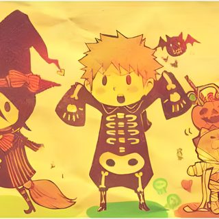 three cartoon characters dressed up as witches and pumpkins Bleach Halloween Ichigo Halloween Pfp, Bleach Halloween Pfp, Bleach Halloween Matching Pfp, khaki